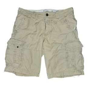 Abercrombie & Fitch Men's Cargo Shorts Size 31 Beige Casual Distressed Y2K Style